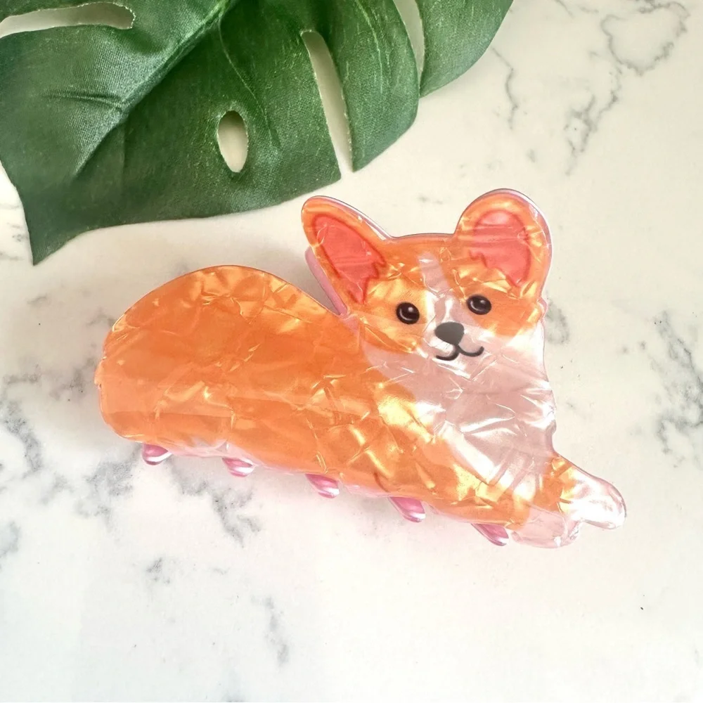 3/$22🩶  Corgi Dog Claw Clip Novelty Hair Accessory Acrylic Hair Clip Puppy NEW